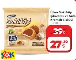 ÜLKER SAKLIKÖY ÇİKOLATALI VE SÜTLÜ KREMALI BİSKÜVİ